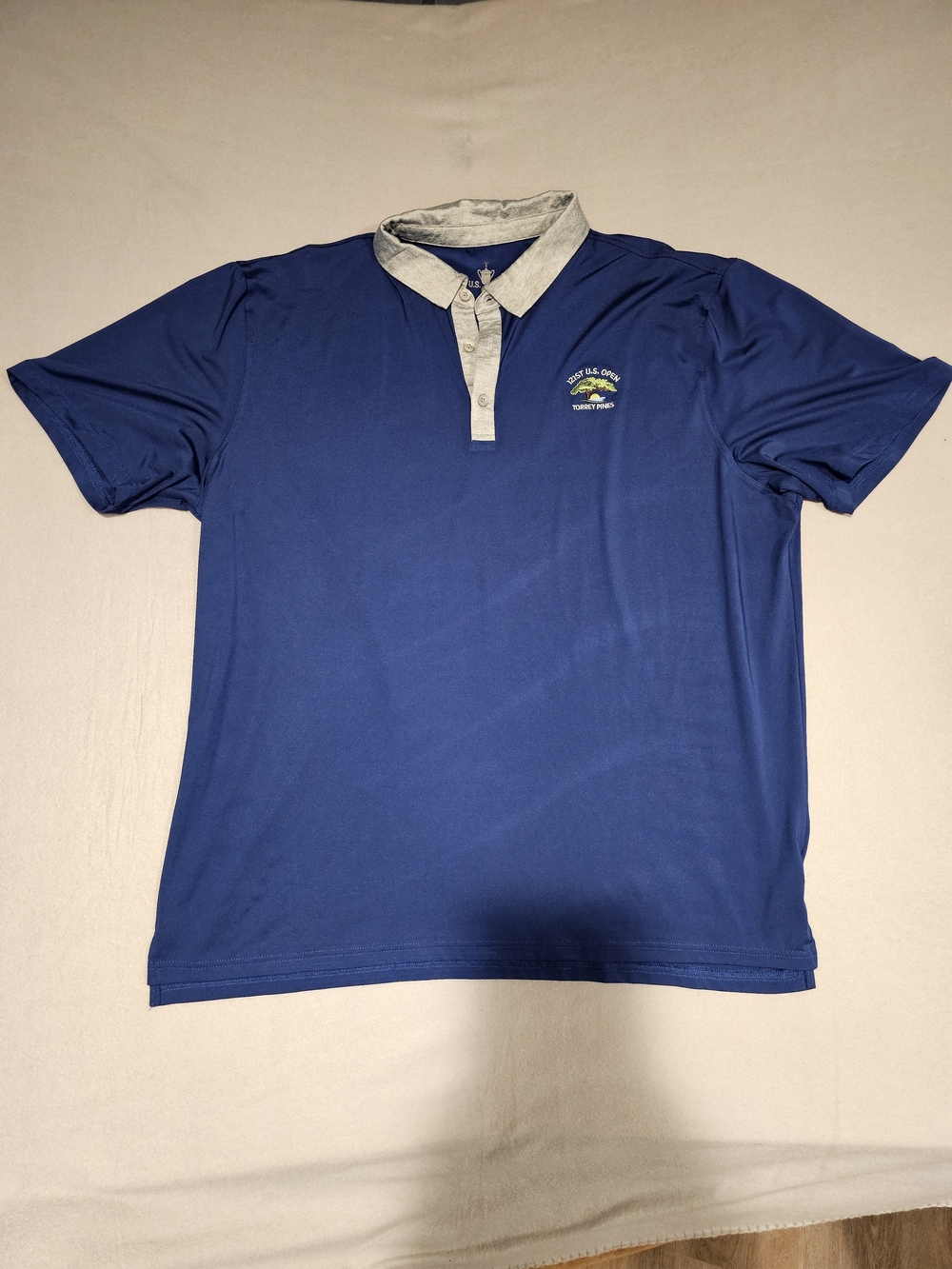 US Open Men's Blue Golf Polo Shirt with Contrast Collar Size XXL